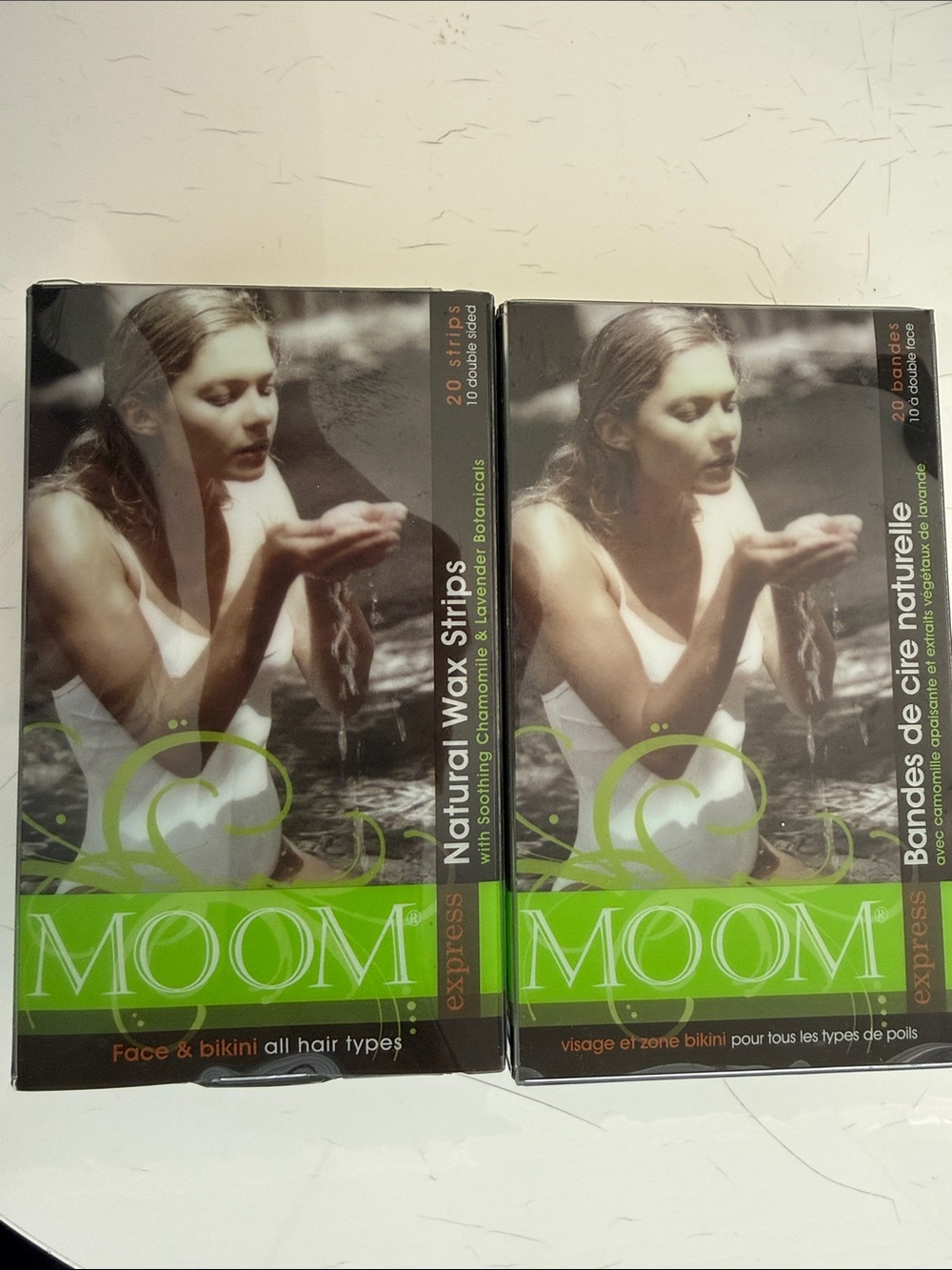 New MOOM Natural Wax Strips Face and Bikini (2 Boxes)